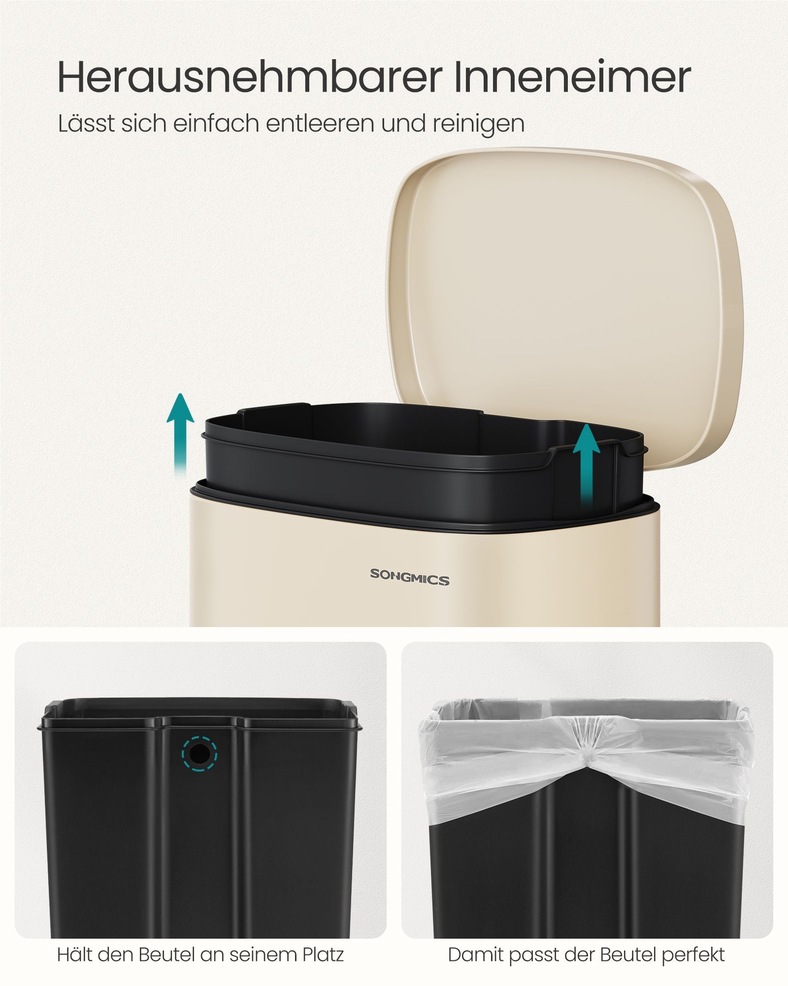 Keukenprullenbak 50 Liter Zandbeige