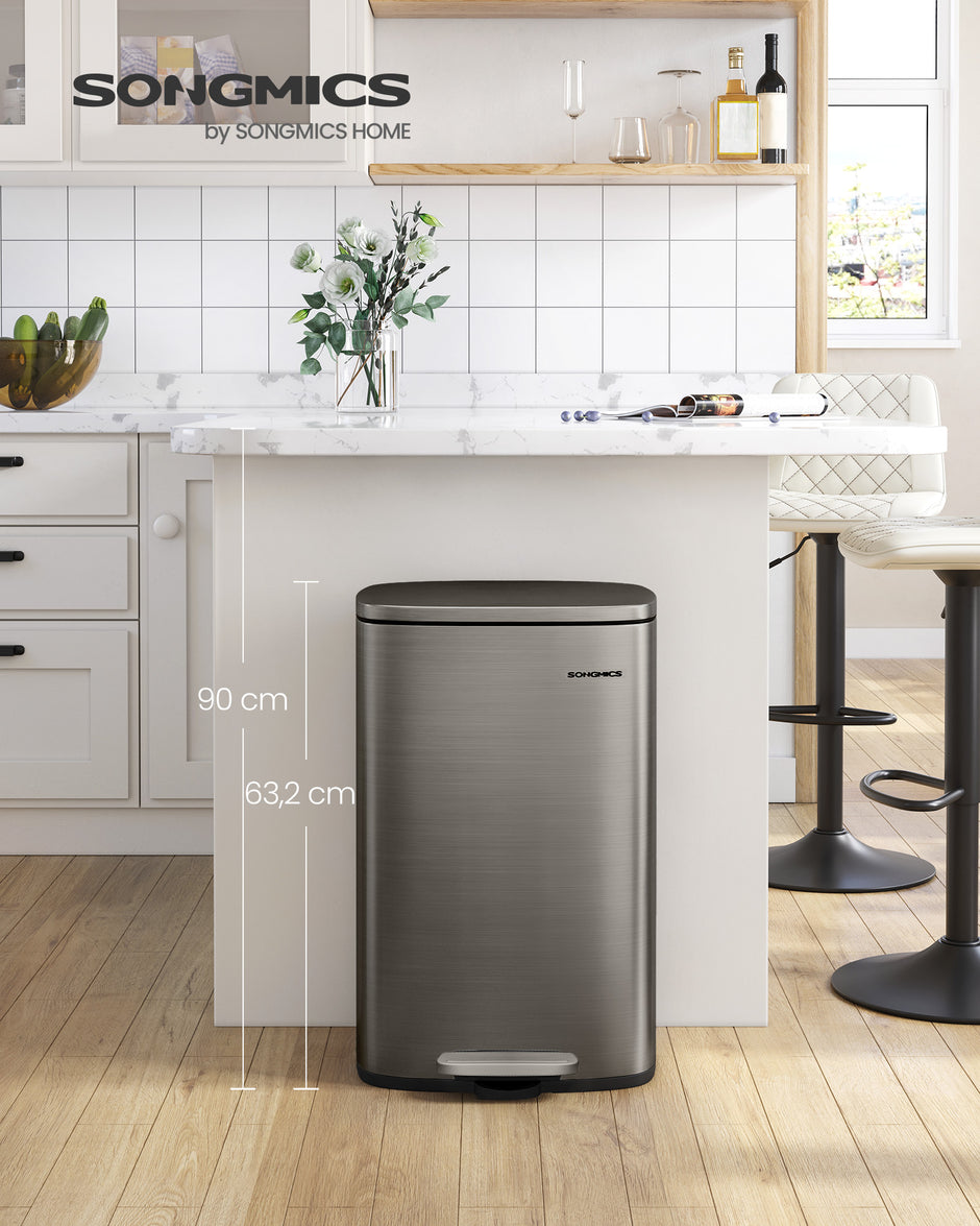 Pedaalemmer 50 Liter – RVS – Soft-Close Deksel – Met Binnenemmer – Zilvergrijs