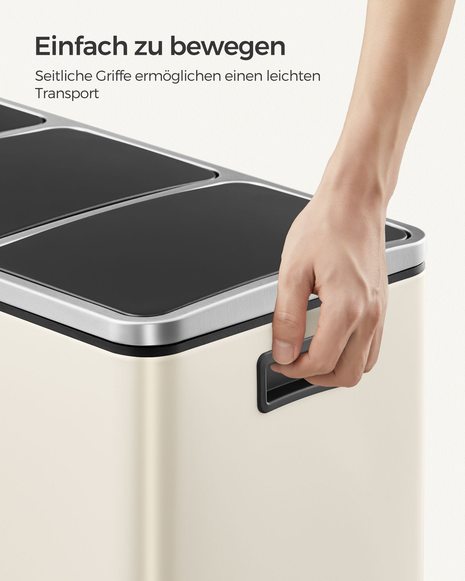Afvalscheidingssysteem – 3 compartimenten – 3 × 18 L – met zandbeige deksel
