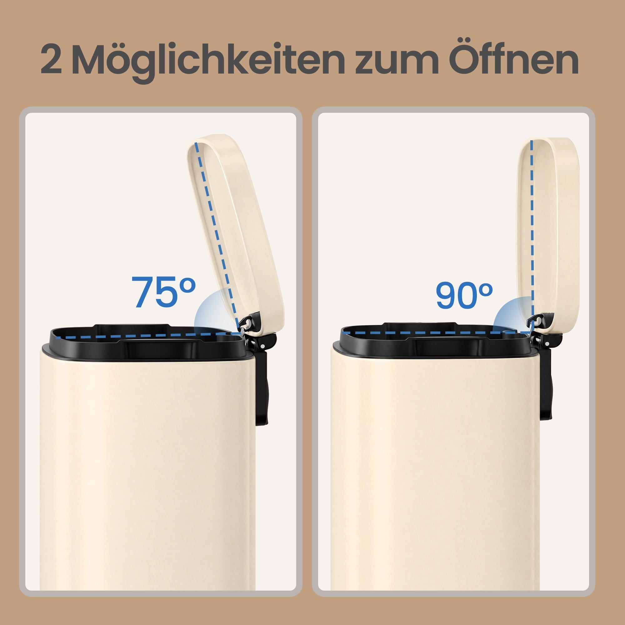 Pedaalemmer - 12 Liter - Soft-Close Deksel - Staal - Beige