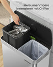 Prullenbak – 2 x 30 L vakken – Softclose deksel – Roestvrijstalen look – 58 x 31,5 x 59 cm