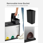 Afvalscheidingsprullenbak – pedaalemmer – 24 liter – 3-in-1 – zilver