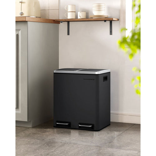 Afvalemmer – Pedaalemmer met afvalscheiding – 2 x 15 L – Zwart