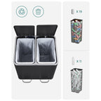 Afvalemmer – Pedaalemmer met afvalscheiding – 2 x 15 L – Zwart
