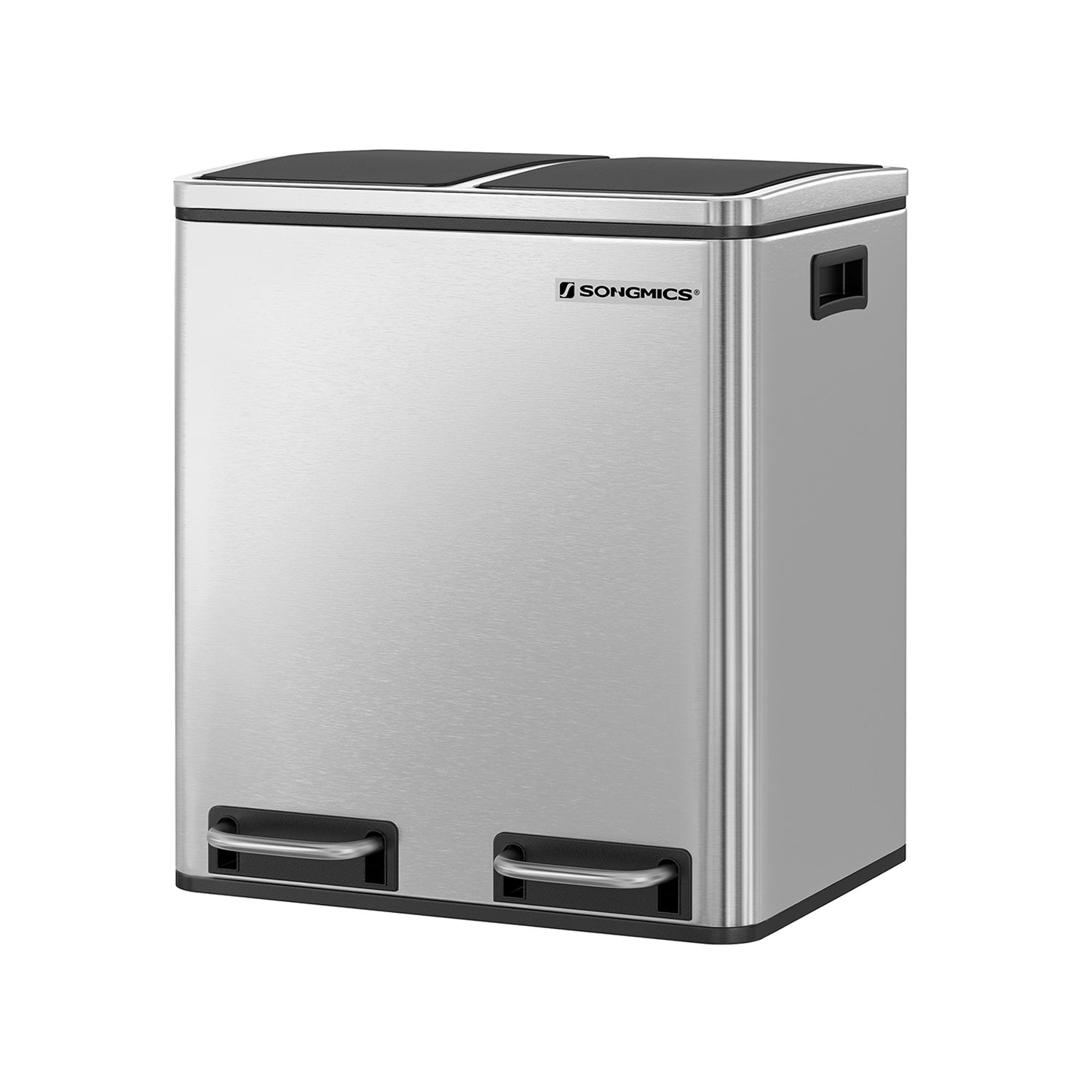 Afvalemmer – pedaal – 2 binnenbakken – rvs – 2 x 15 L – zilver
