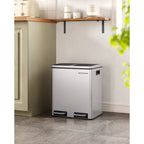 Afvalemmer – pedaal – 2 binnenbakken – rvs – 2 x 15 L – zilver