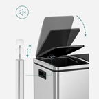 Afvalemmer – pedaal – 2 binnenbakken – rvs – 2 x 15 L – zilver