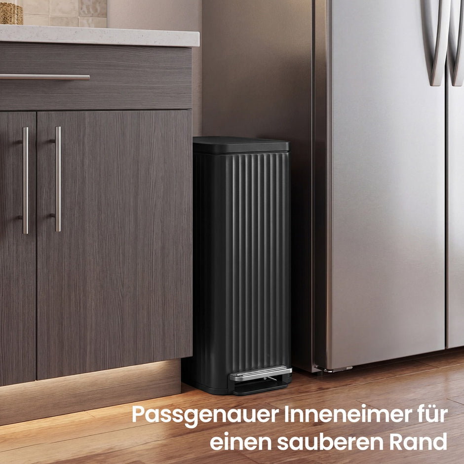 Pedaalemmer - 50 Liter - Soft-Close Deksel - Staal - Zwart