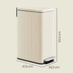 Pedaalemmer - 50 Liter - Soft-Close Deksel - Staal - Crème
