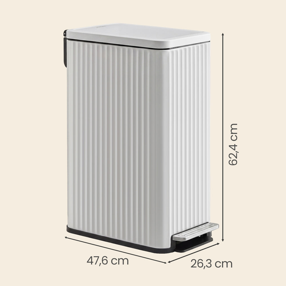 Pedaalemmer - 50 Liter - Soft-Close Deksel - Staal - Wit