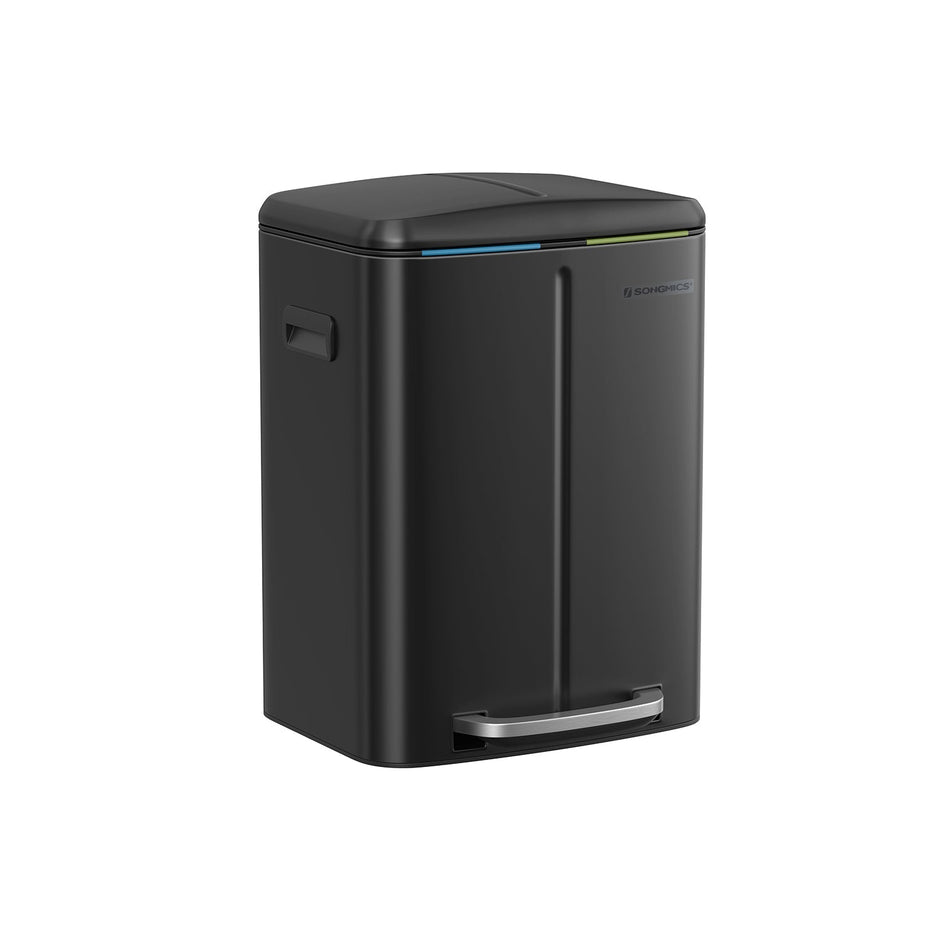 Prullenbak met 2 x 20 L vakken – Geluidloos sluiten – Inclusief 2 binnenemmers