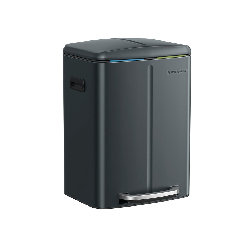 Prullenbak met 2 x 20 L vakken – Geluidloos sluiten – Inclusief 2 binnenemmers