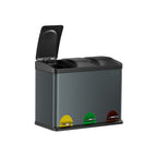 Afvalbak – Pedaalemmer met 3 compartimenten – Zilver/Zwart