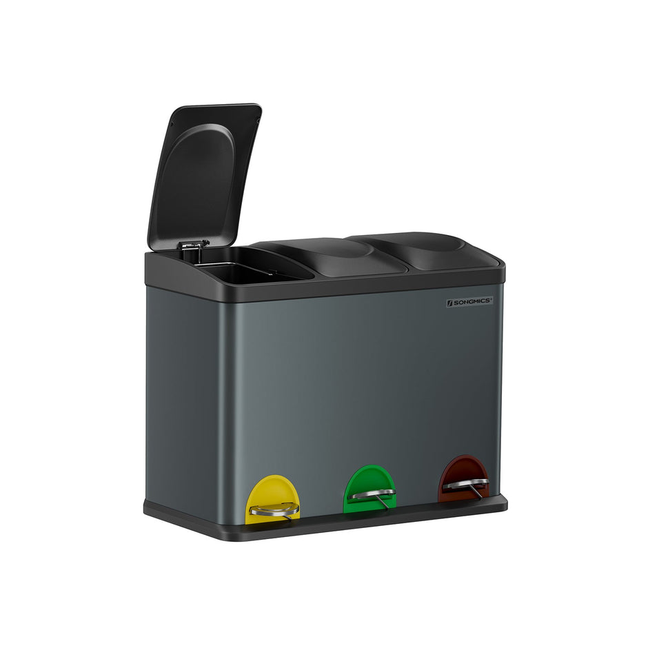 Prullenbak met 3 x 15 L compartimenten – Uitneembare binnenemmers – Geurbeheersing