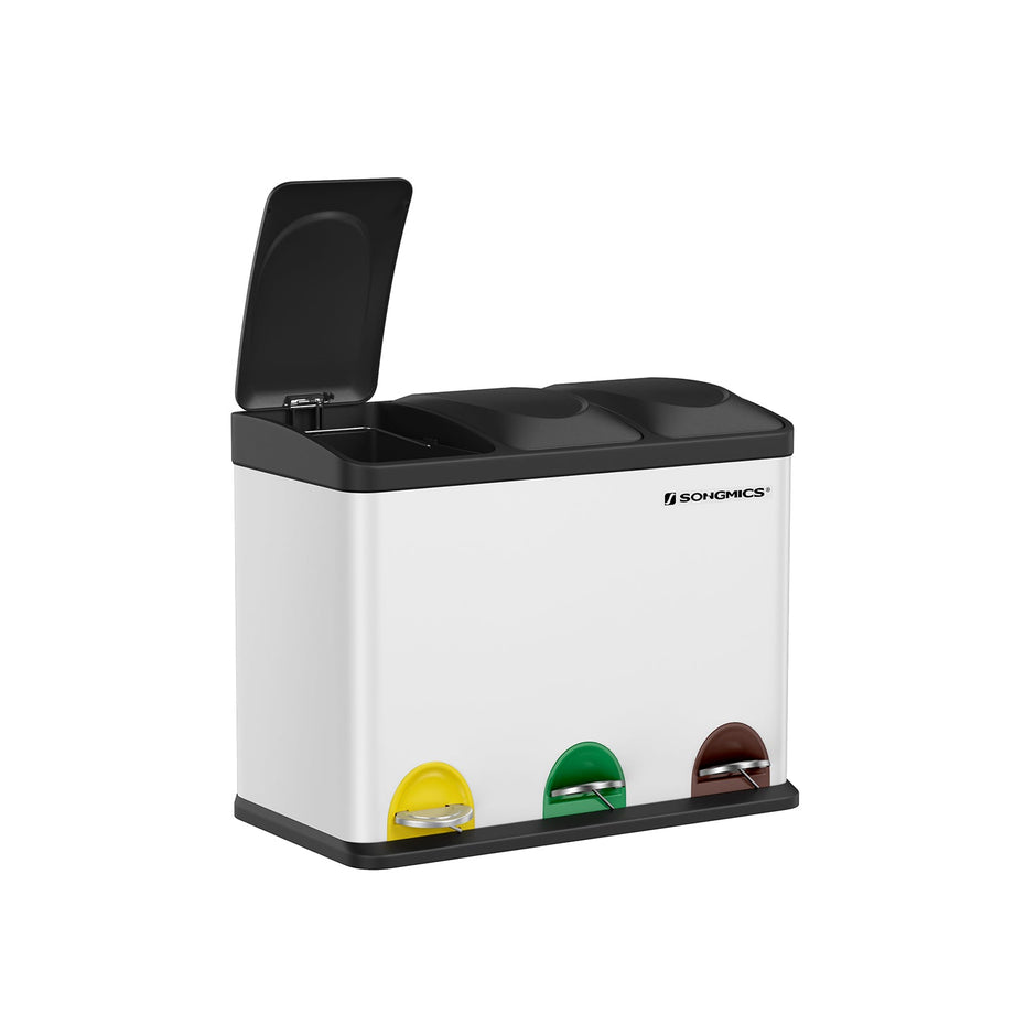 Prullenbak met 3 x 15 L compartimenten – Uitneembare binnenemmers – Geurbeheersing