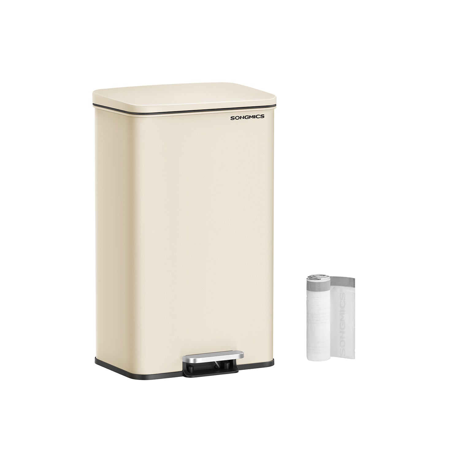 Keukenprullenbak Met Deksel 40 Liter Zandbeige