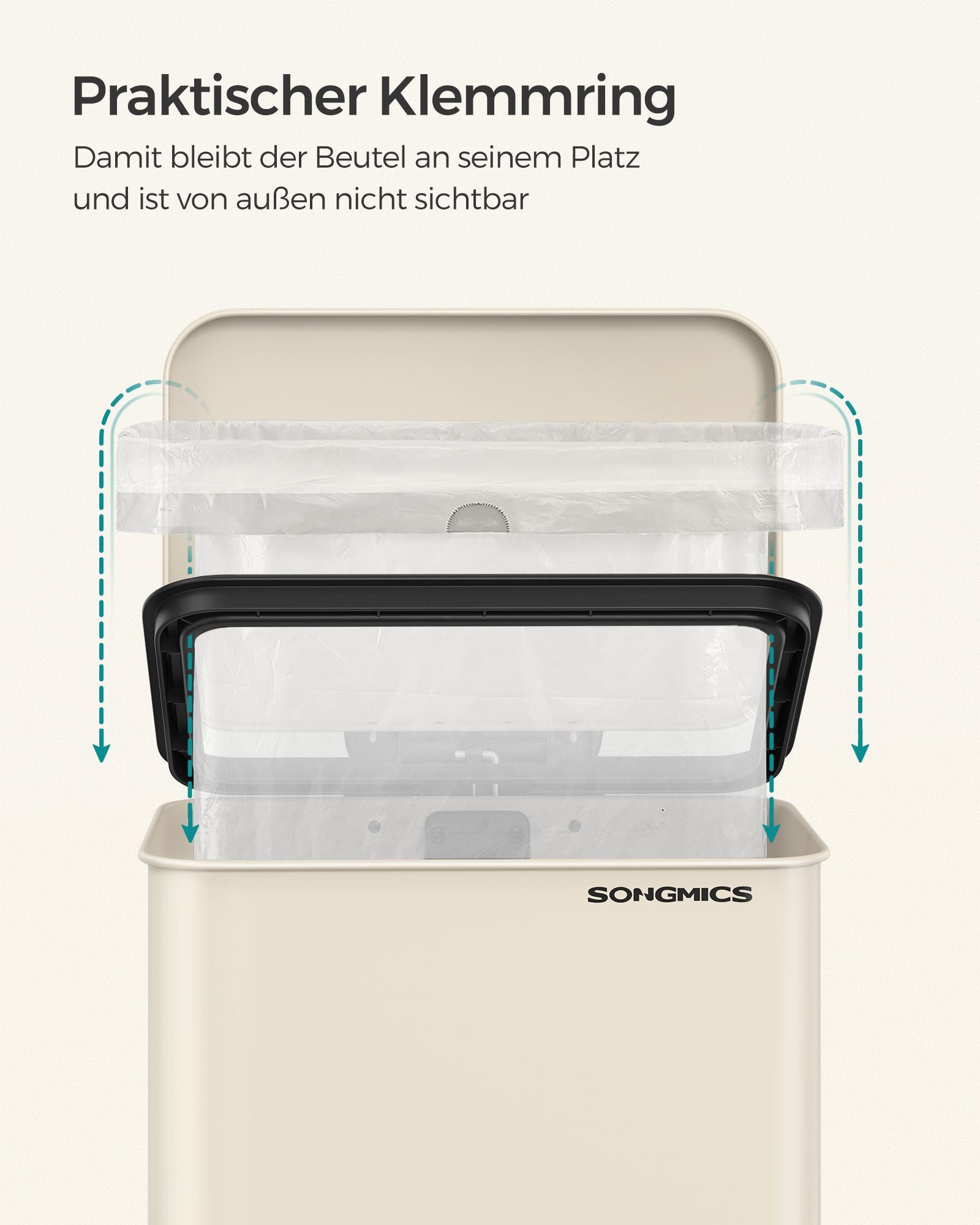 Keukenprullenbak Met Deksel 40 Liter Zandbeige