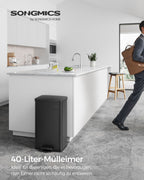 Pedaalprullenbak – 40 liter – staal – zwart