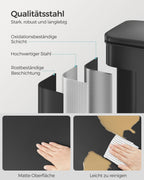 Pedaalprullenbak – 40 liter – staal – zwart