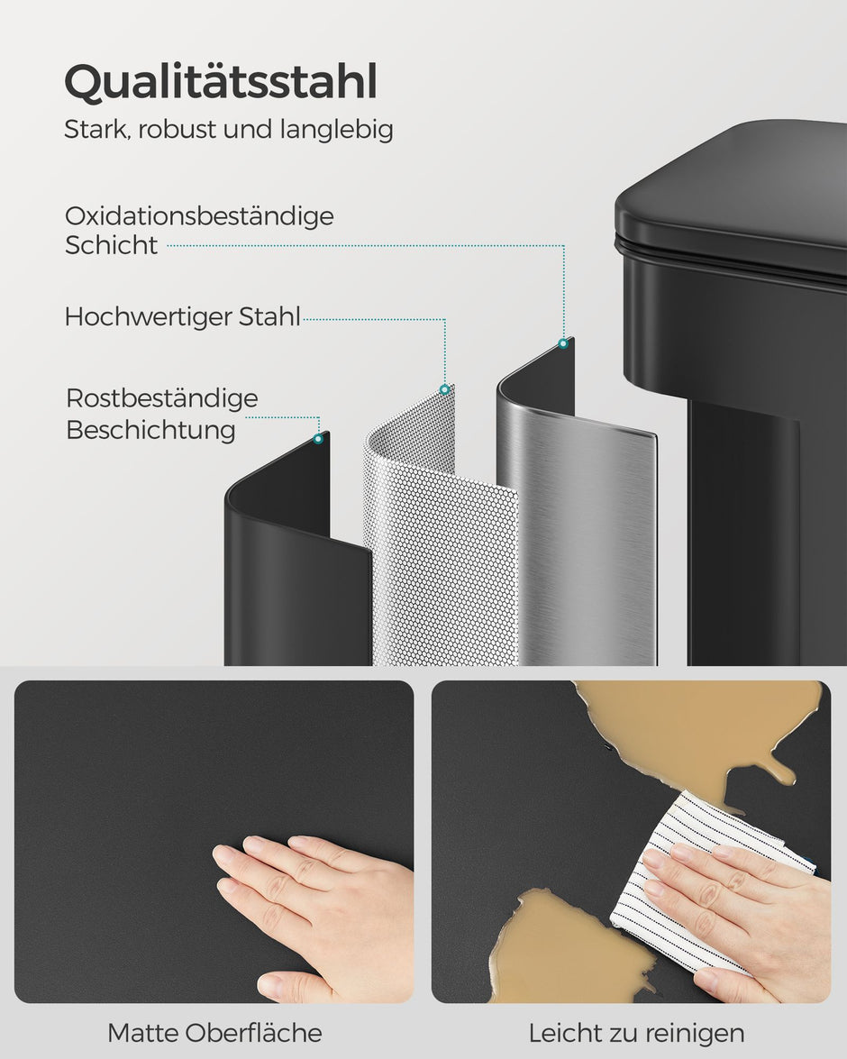 Vuilnisbak – 40 L – Met softclose deksel – Inclusief 15 vuilniszakken – Staal