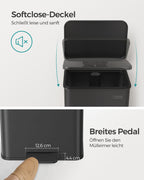 Pedaalprullenbak – 40 liter – staal – zwart