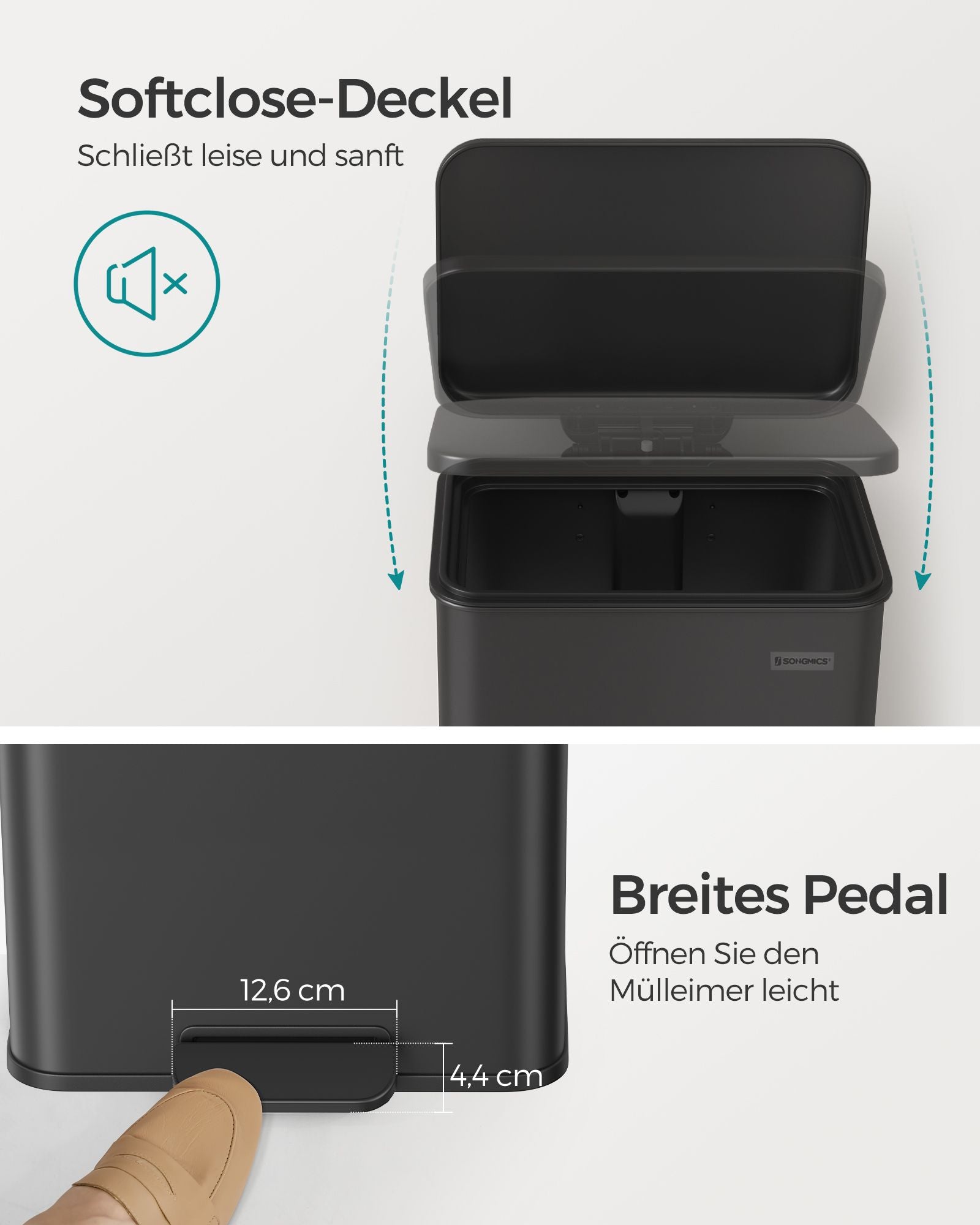 Pedaalprullenbak – 40 liter – staal – zwart