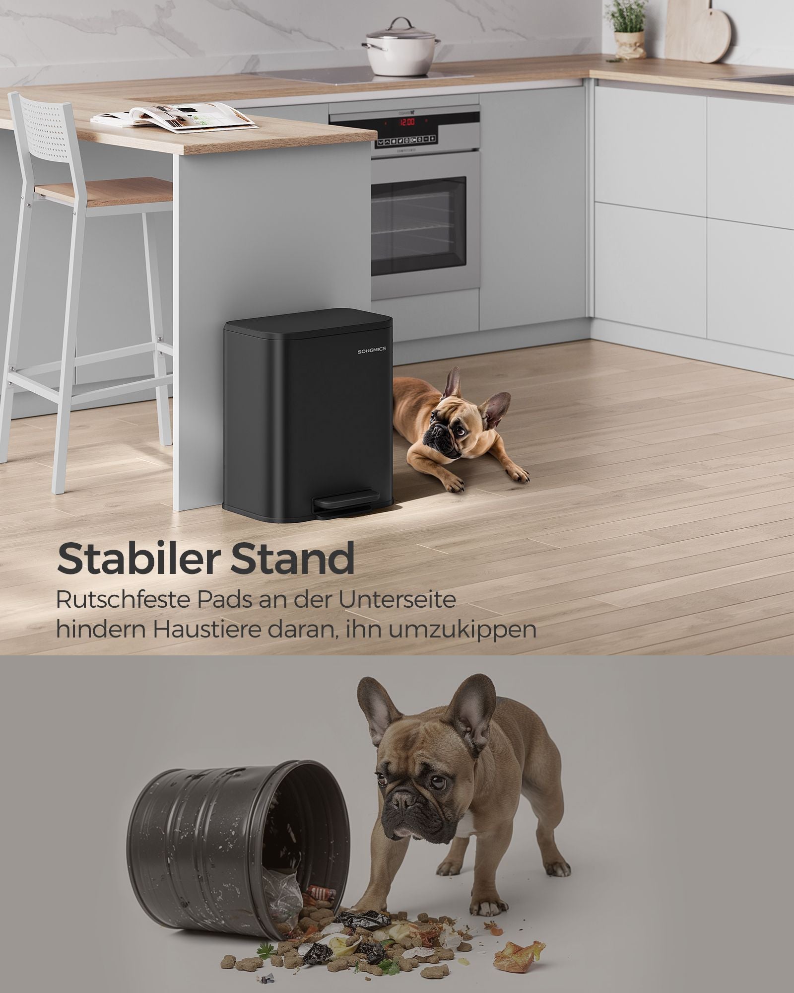 Vuilnisbak 20 Liter – Compact ontwerp – 90° openstaand deksel – Met binnenemmer