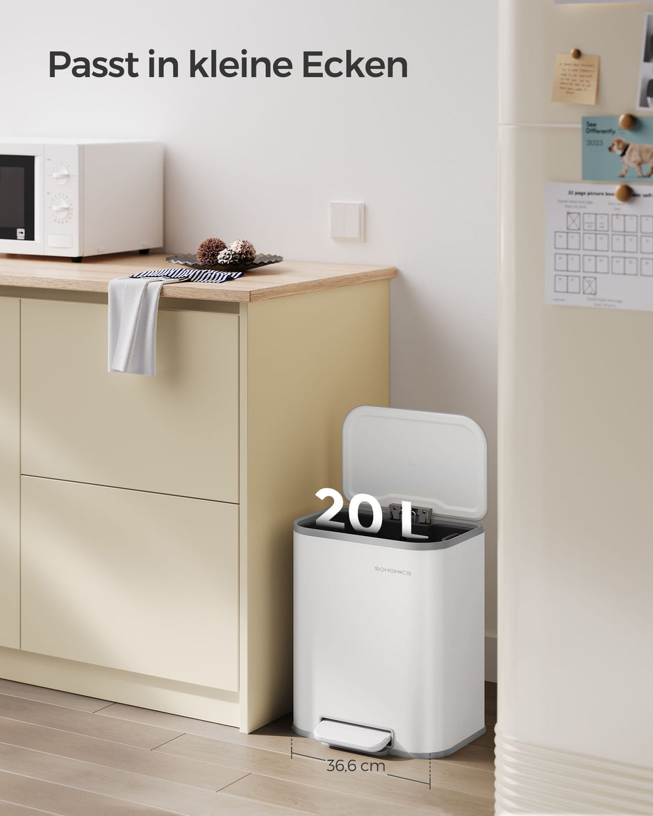 Prullenbak – 20 liter – Met geruisloze sluiting – Inclusief binnenemmer – Compact ontwerp