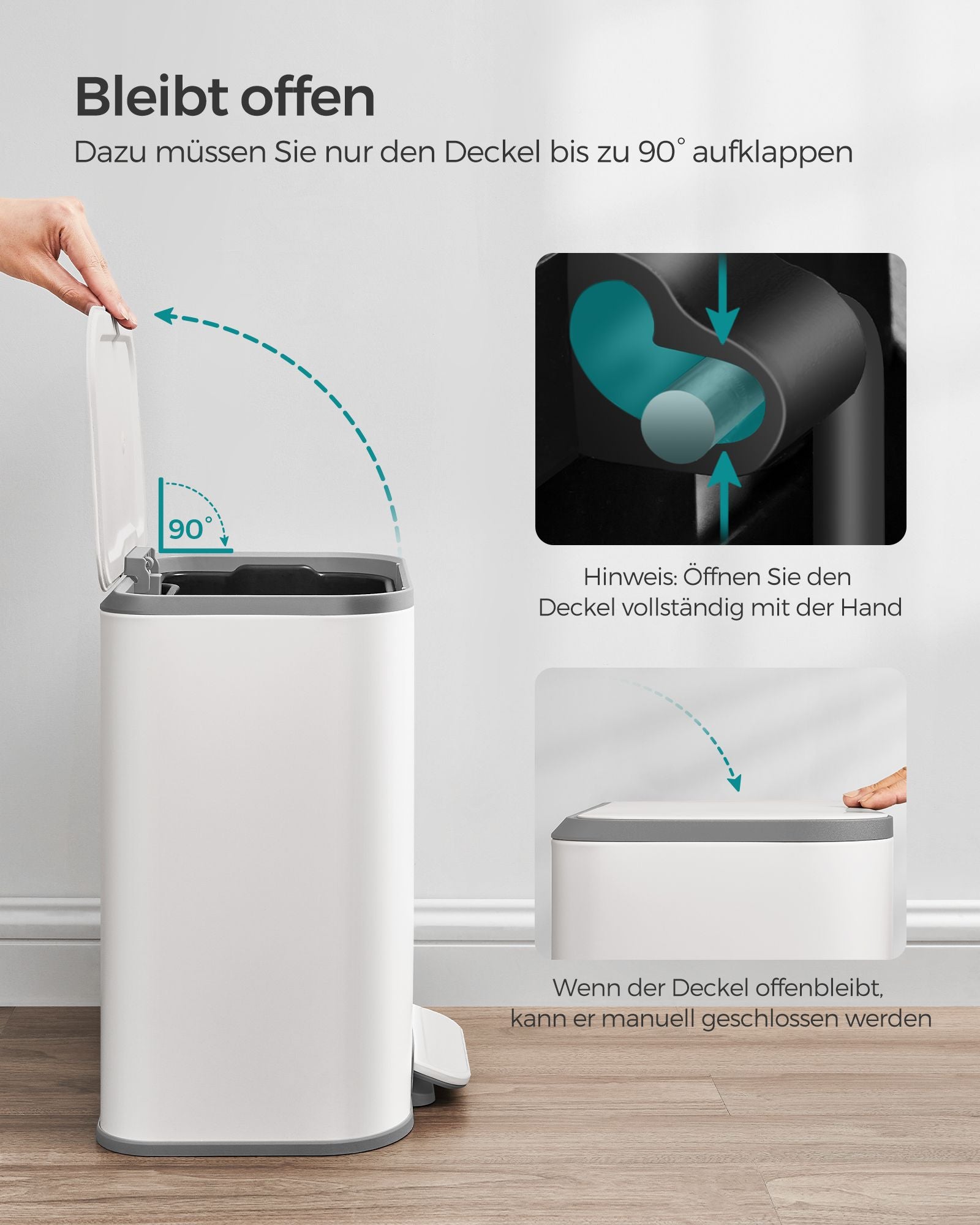 Prullenbak – 20 liter – Met geruisloze sluiting – Inclusief binnenemmer – Compact ontwerp