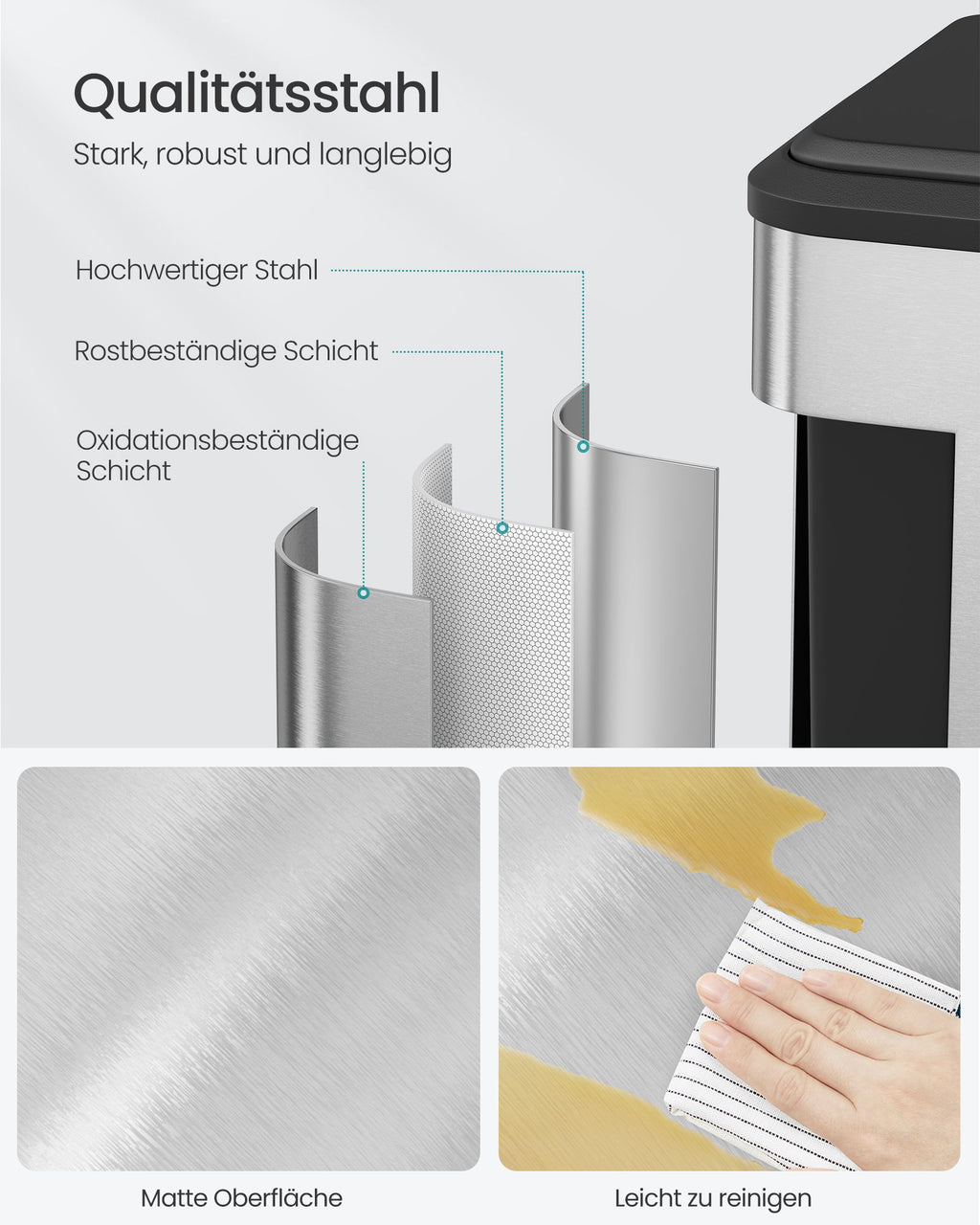 Keukenprullenbak Metallic Zilver