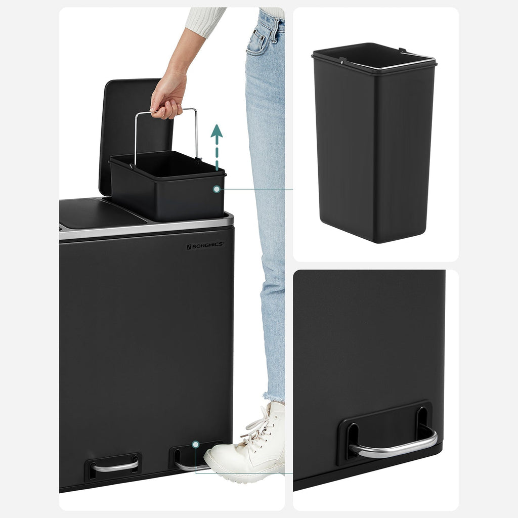 Afvalscheidingssysteem – 3 compartimenten – 3 × 18 L – met zandbeige deksel