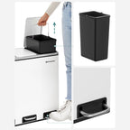 Afvalemmer - 3 compartimenten - Afvalscheiding - 3 x 18 L - Wit