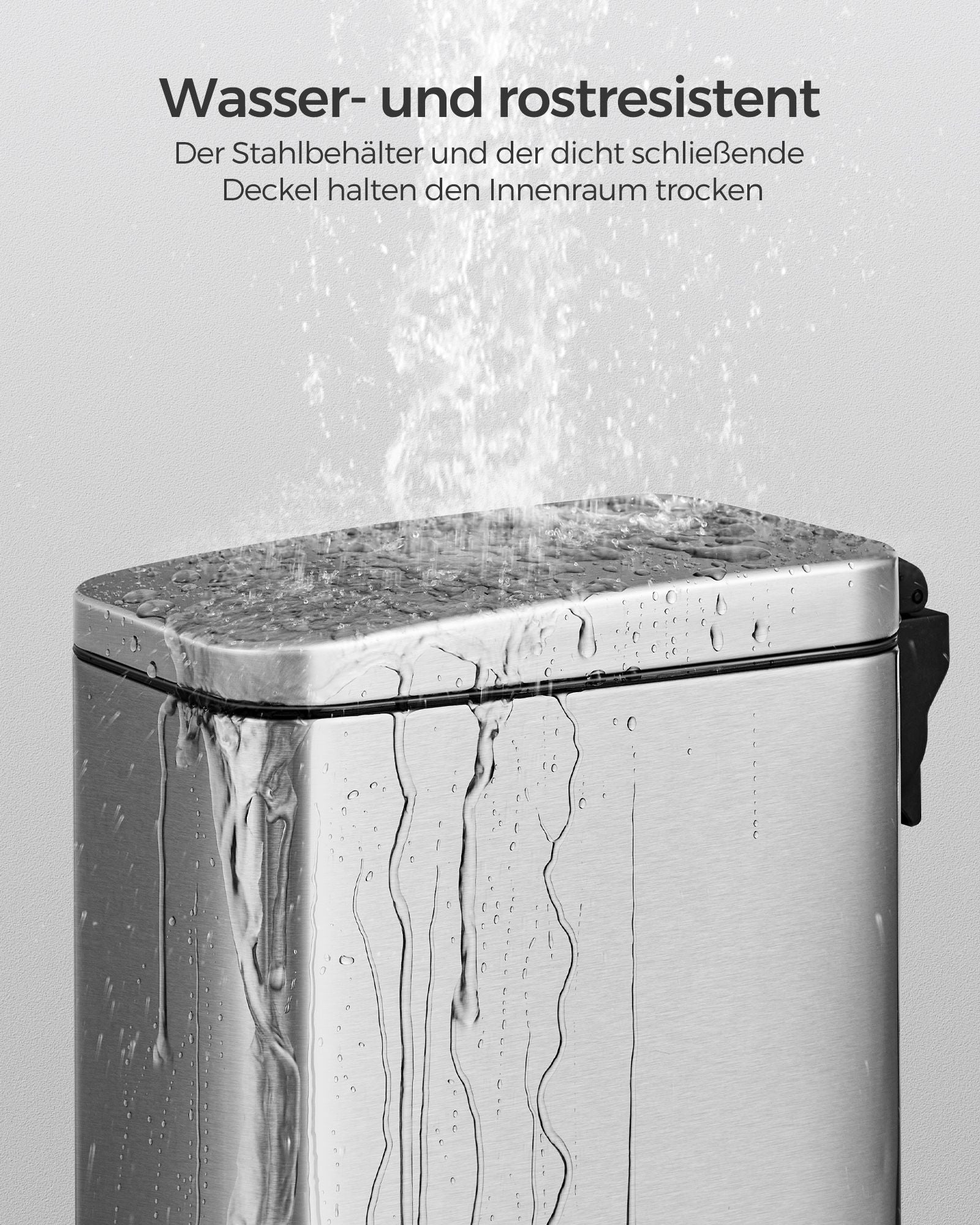 Prullenbak – 5 L – Staal – Waterbestendig – Met binnenemmer – 29,9 x 14,4 x 29 cm