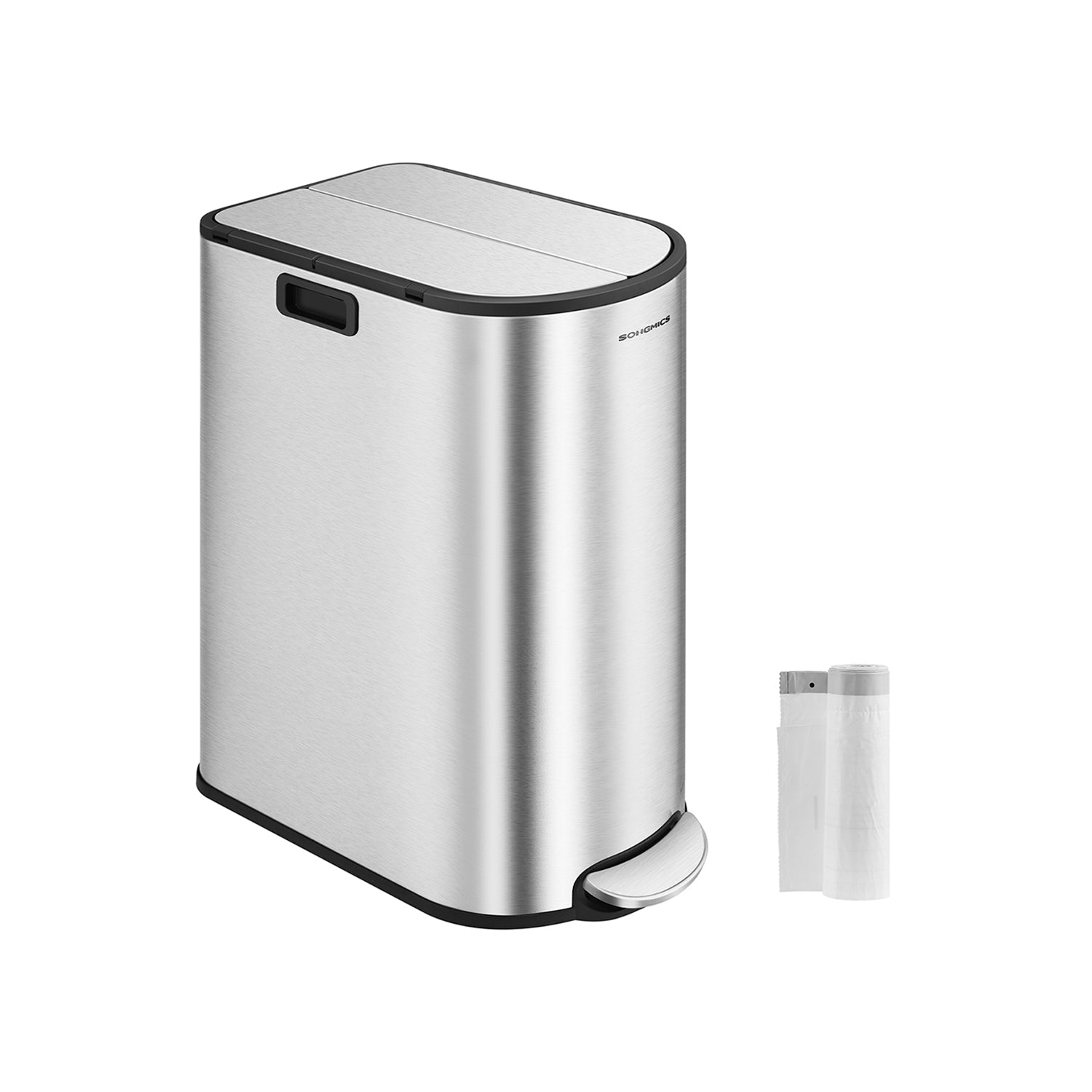 Afvalscheidingssysteem – met 2 compartimenten – metallic zilver