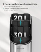 Afvalscheidingssysteem – met 2 compartimenten – metallic zilver