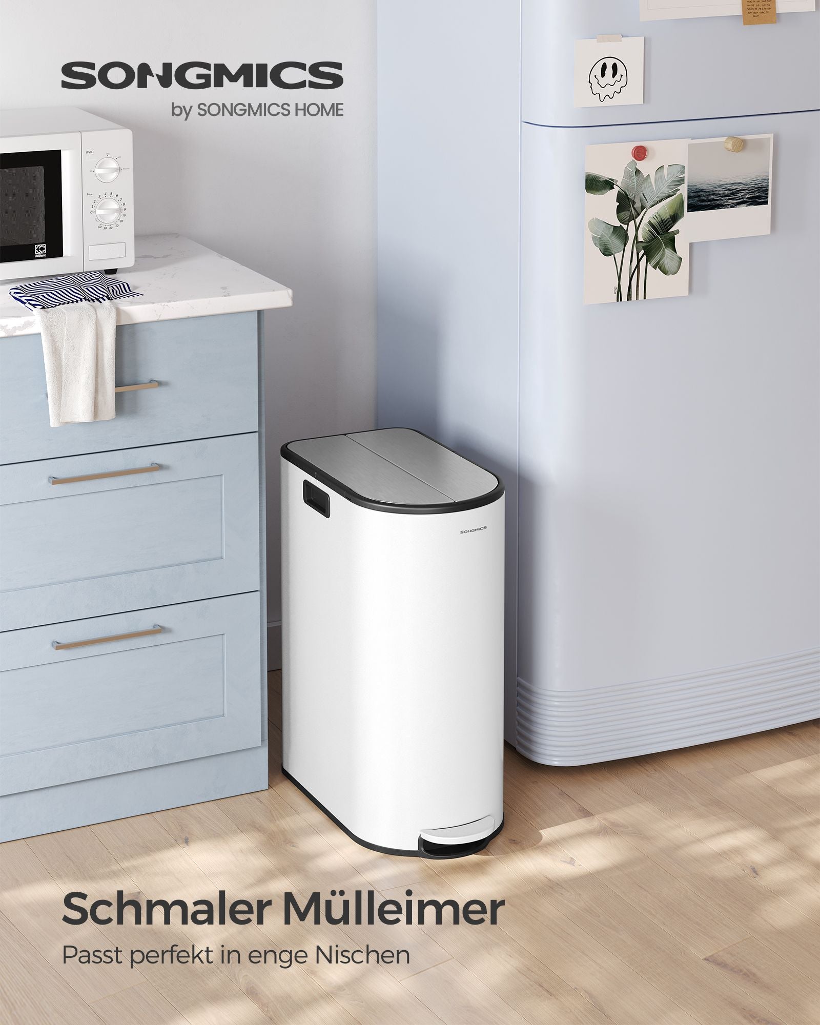 Afvalscheidingssysteem – met 2 compartimenten – wolkwit-metallic zilver