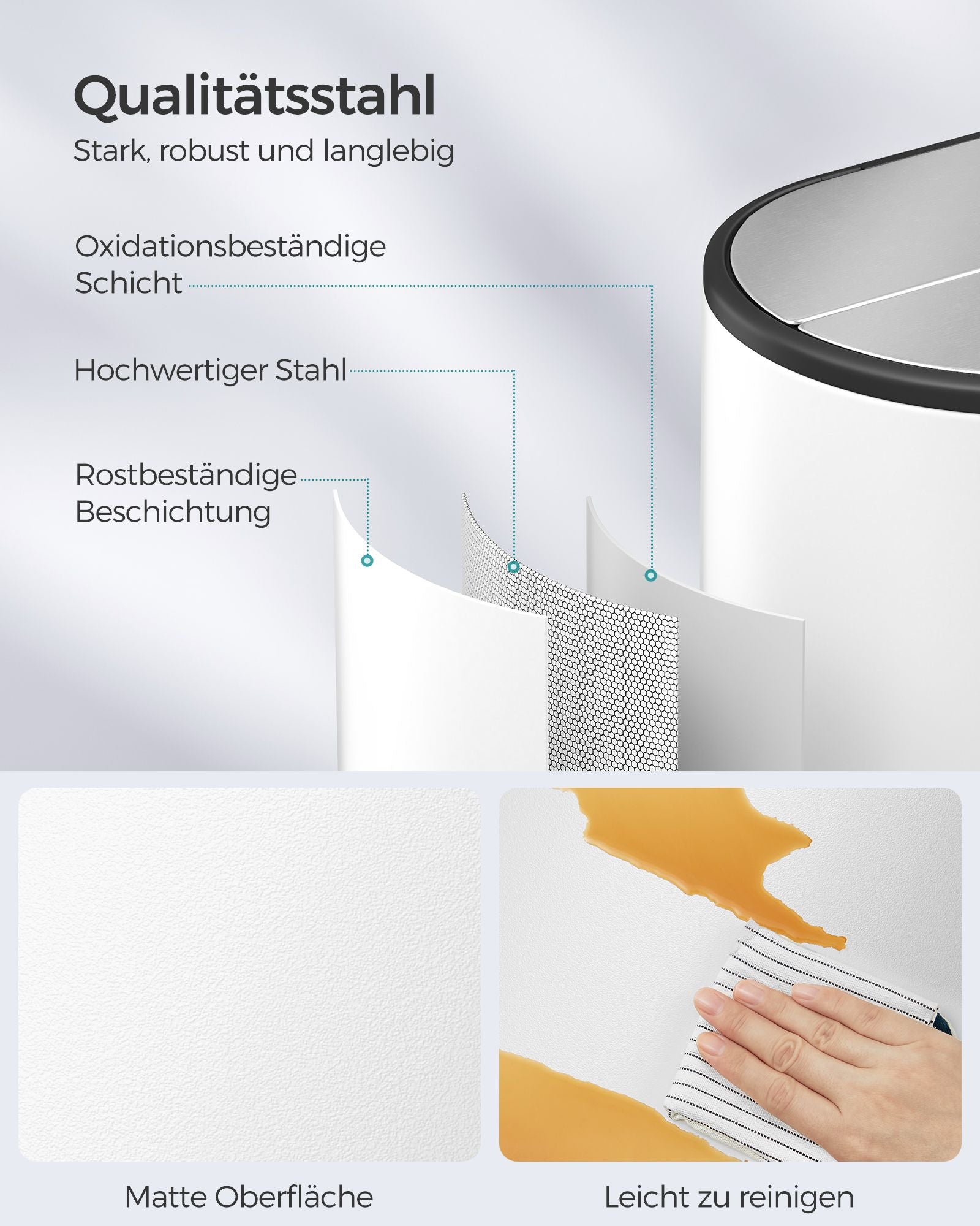 Afvalscheidingssysteem – met 2 compartimenten – wolkwit-metallic zilver