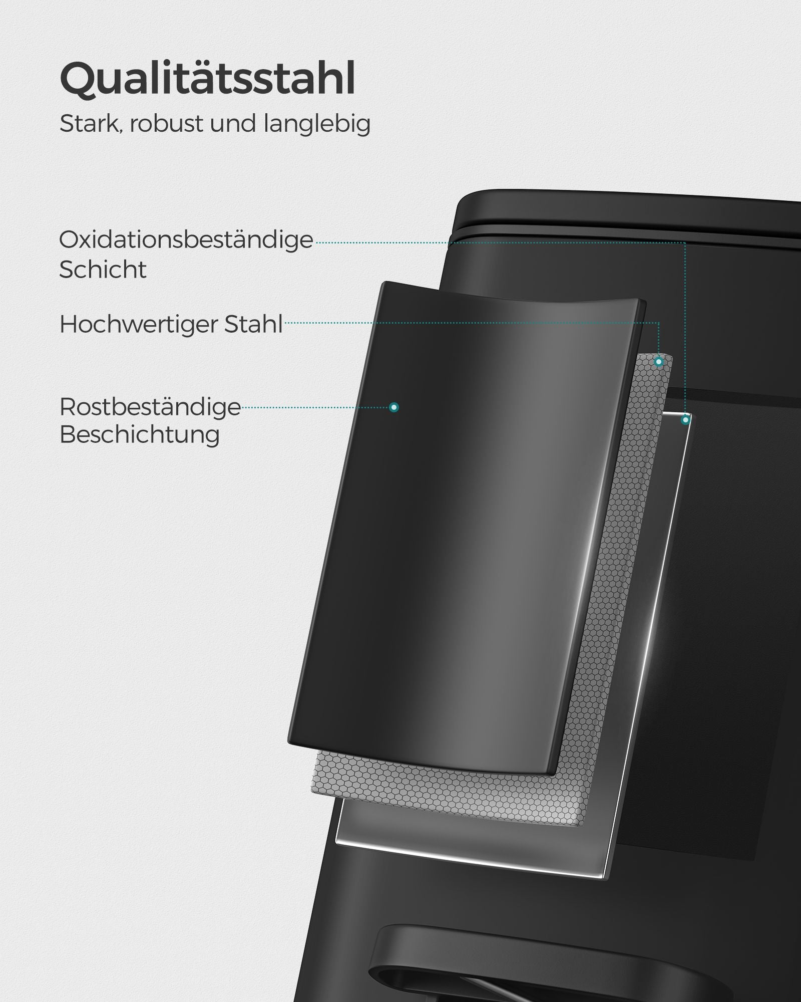 Vuilnisbak met pedaal – Softclose deksel – Compact formaat – Zwart staal – 6 L binnenemmer