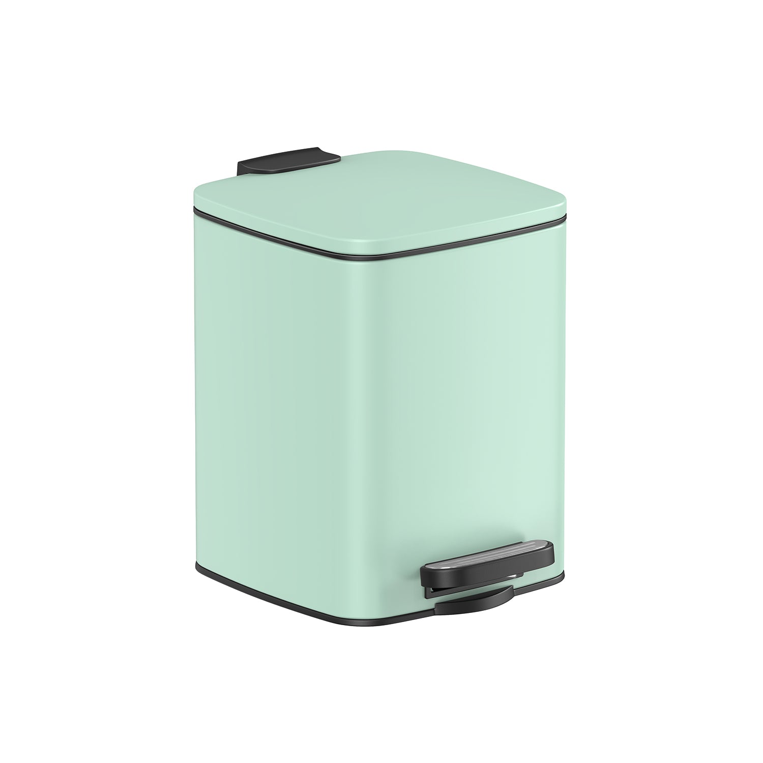 Vuilnisbak met pedaal – Softclose deksel – Compact formaat – Zwart staal – 6 L binnenemmer