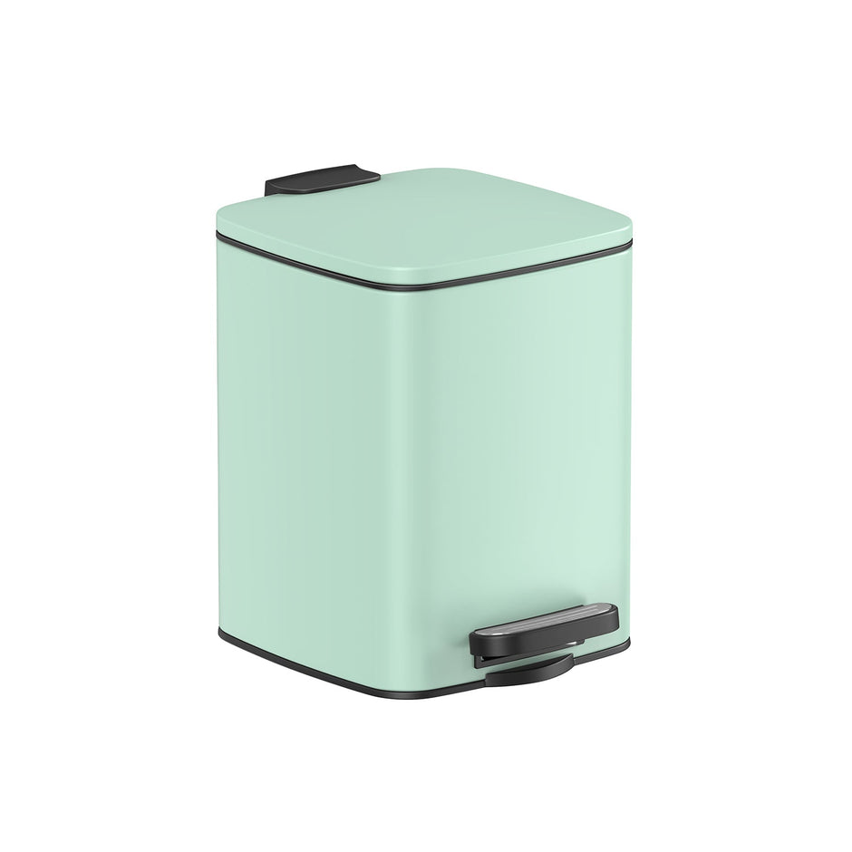 Vuilnisbak met pedaal – Softclose deksel – Compact formaat – Zwart staal – 6 L binnenemmer