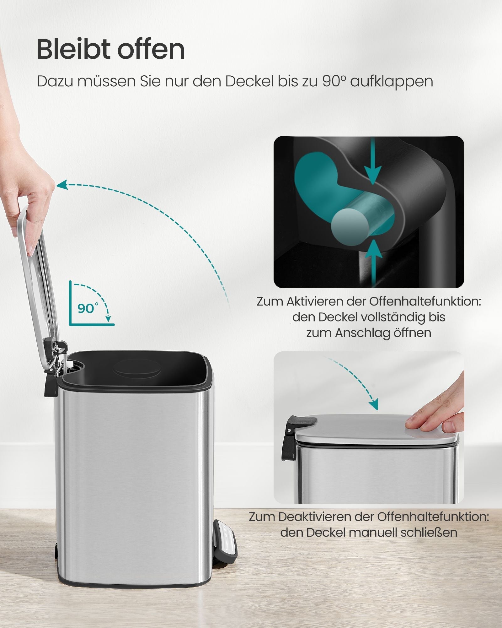 Vuilnisbak met pedaal – Softclose deksel – Compact formaat – Zwart staal – 6 L binnenemmer