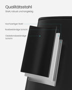 Vuilnisbak 20 Liter – Inktzwart Staal – Modern Design