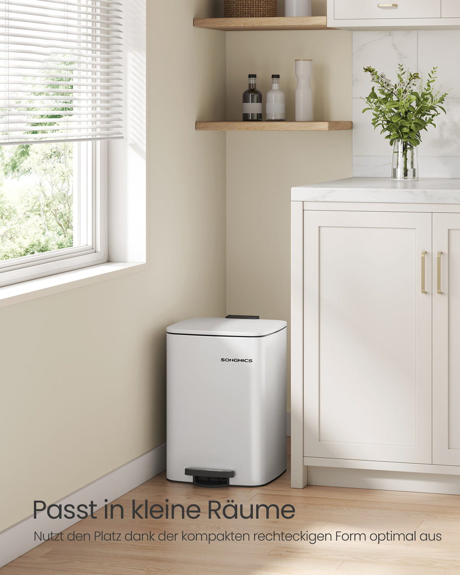 Vuilnisbak 20 Liter – Met binnenemmer – Staal – Metallic zilver – 34 x 28,5 x 40,4 cm