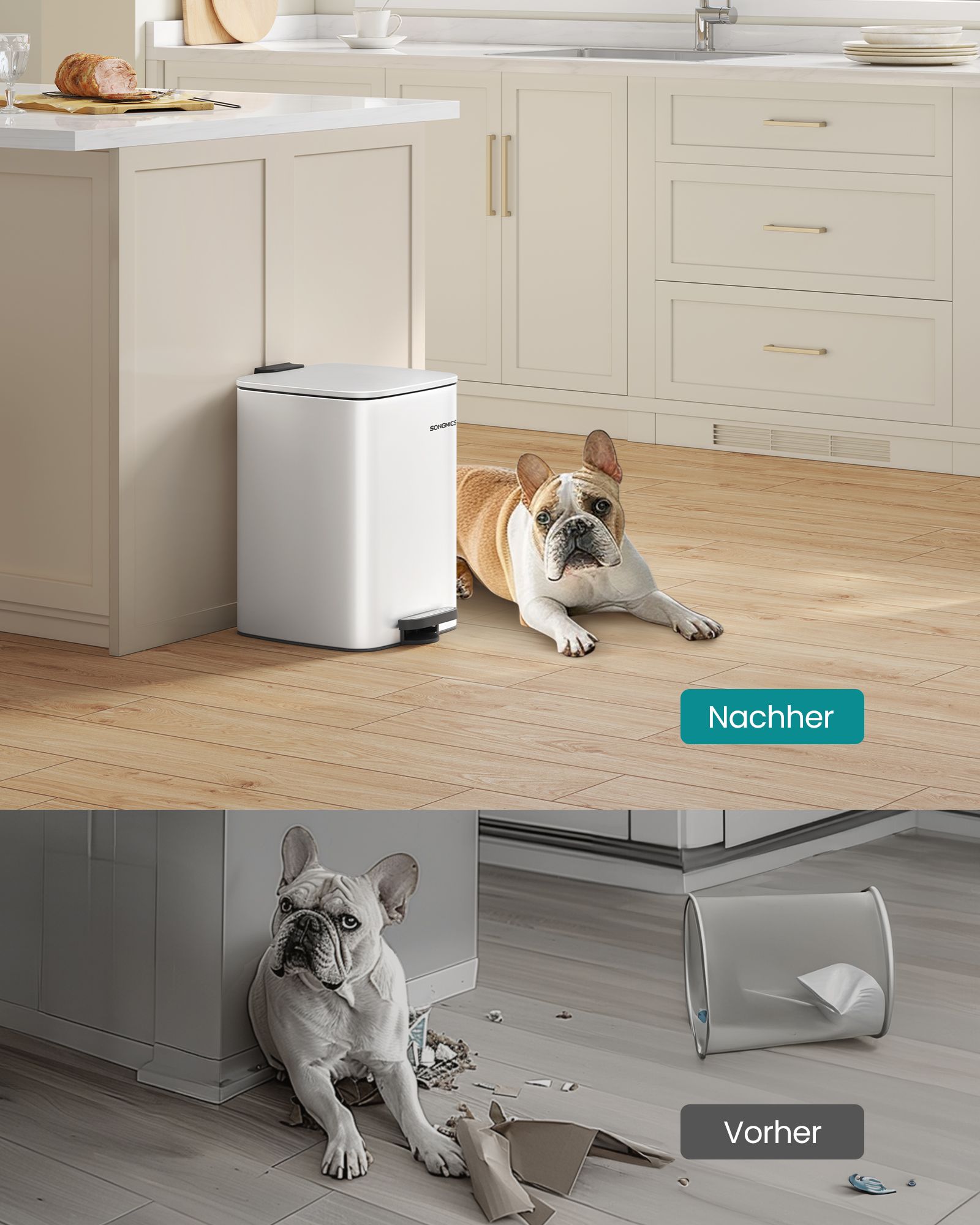 Vuilnisbak 20 Liter – Staal – Met binnenemmer – Softclose deksel – 34 x 28,5 x 40,4 cm