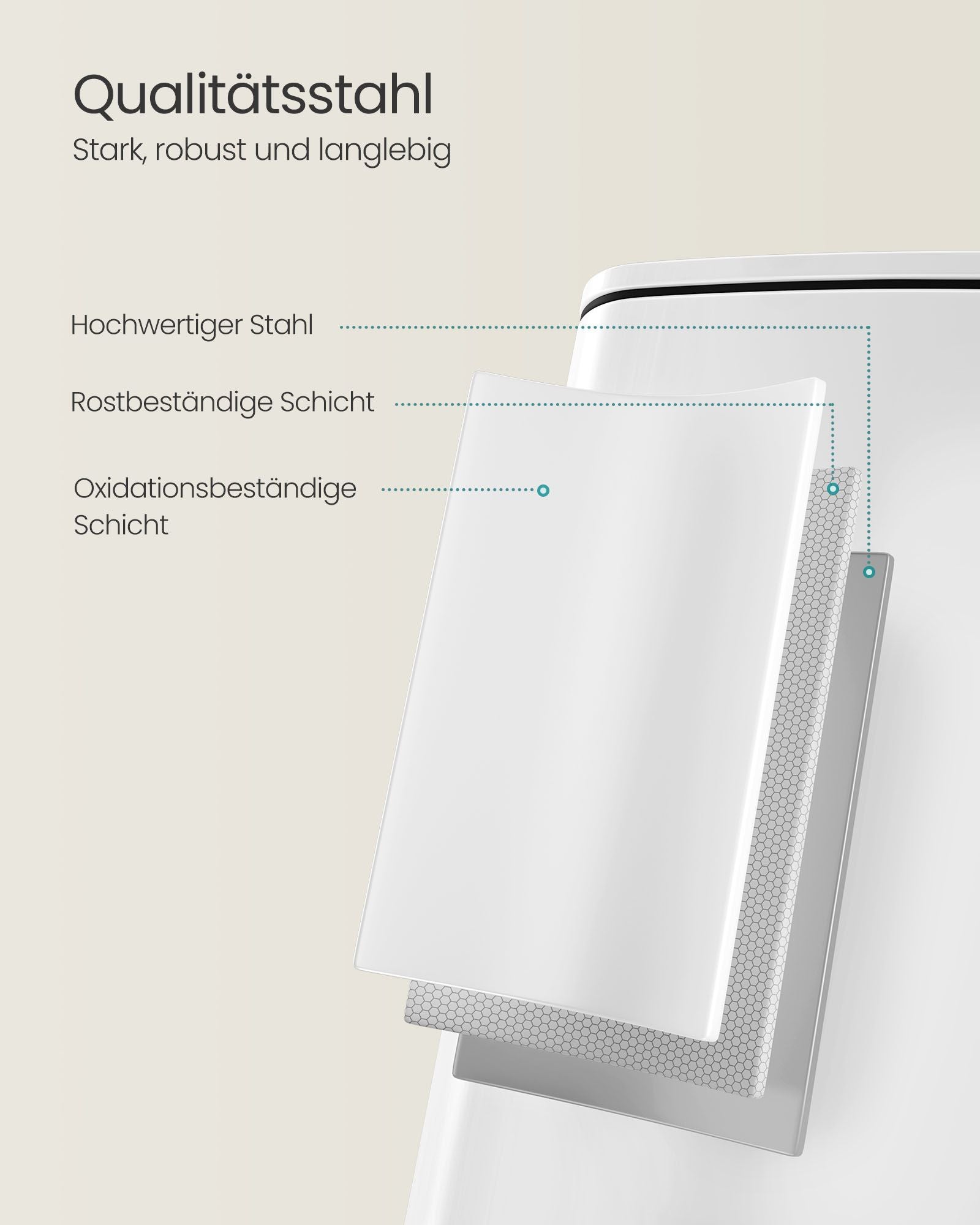 Vuilnisbak 20 Liter – Met binnenemmer – Staal – Metallic zilver – 34 x 28,5 x 40,4 cm