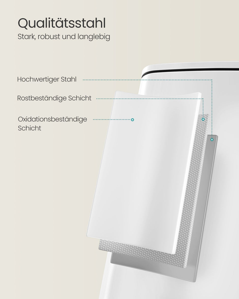 Vuilnisbak 20 Liter – Met binnenemmer – Staal – Metallic zilver – 34 x 28,5 x 40,4 cm