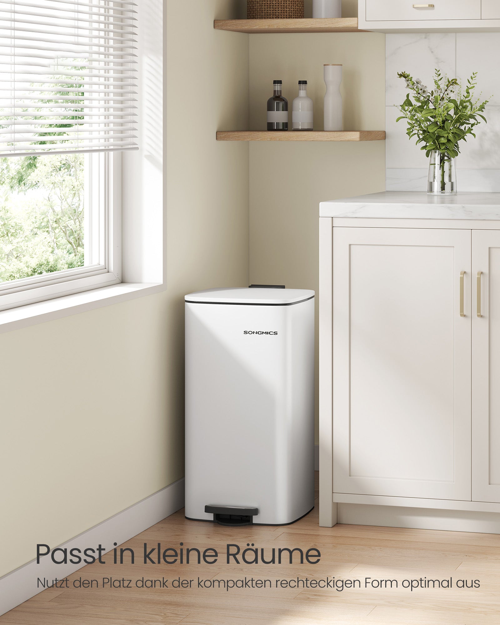 Prullenbak 30 Liter – Compact Rechthoekig Ontwerp – Met Binnenemmer – Antislipbodem