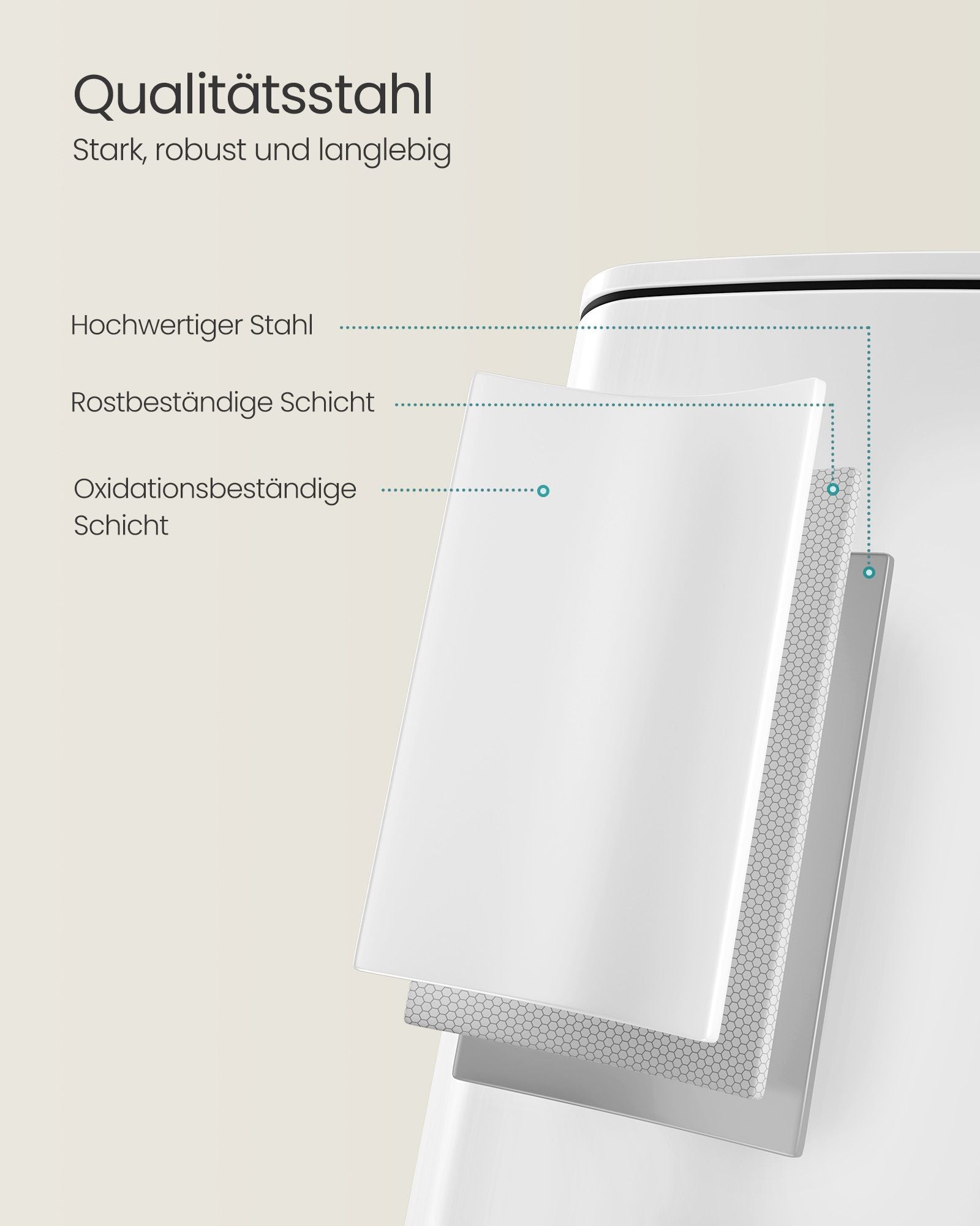 Prullenbak 30 Liter – Compact Rechthoekig Ontwerp – Met Binnenemmer – Antislipbodem