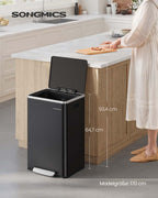 Prullenbak 50 L met deksel en handgrepen inktzwart