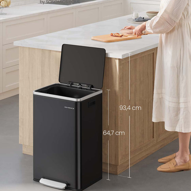 Prullenbak 50 L – Met pedaal – Softclose deksel – Handgrepen